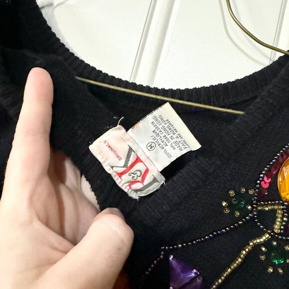 Vintage R&K Dress Women Size Medium Sweater Navy Blue Sequin Midi Long Sleeve - Picture 6 of 6